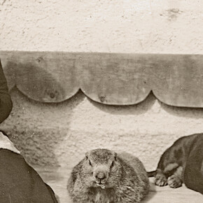 Marmot as housemate. S-charl GR, around 1925.
© Foto Feuerstein, Scuol.