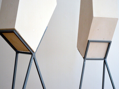 Amy Stephens, Ilmenite City (detail), 2015, Powder coated stainless steel, plaster, Dimensions variable (max height 148 cm, max width 80 cm)