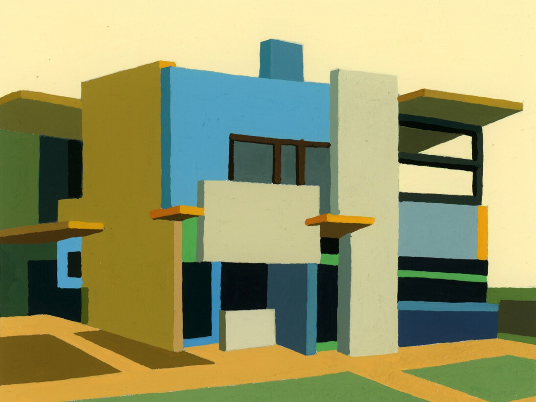 Andy Burgess, Shroder House, 2013, Gouache on Paper, 4 x 6 in