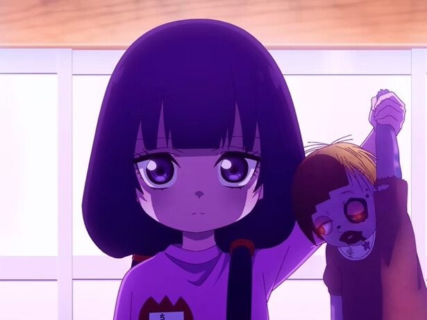 Kaya holding a scary doll calmly, showing the eerie composure that defines her character