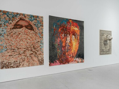 Installation View, Carpets of Eden, Gardens of Fantasy, 2024. Courtesy of Leila Heller Gallery