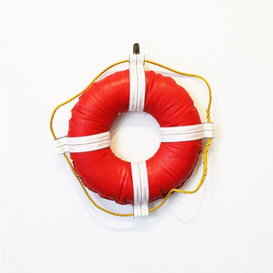 Carrie Mae Smith, Life Ring, 2014, Foam, great stuff, rubber, plastic cord