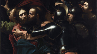 Caravaggio (Michelangelo Merisi da) Caravaggio, 1571–1610 Porto Ercole -  "The Taking of Christ", 1602. Oil on canvas, 135.5 x 169.5 cm.