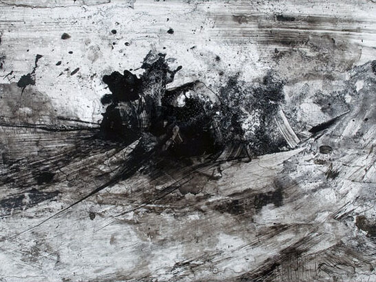 Athena LaTocha, Untitled, 2012, India ink and salt on photo paper, 13 x 19 inches