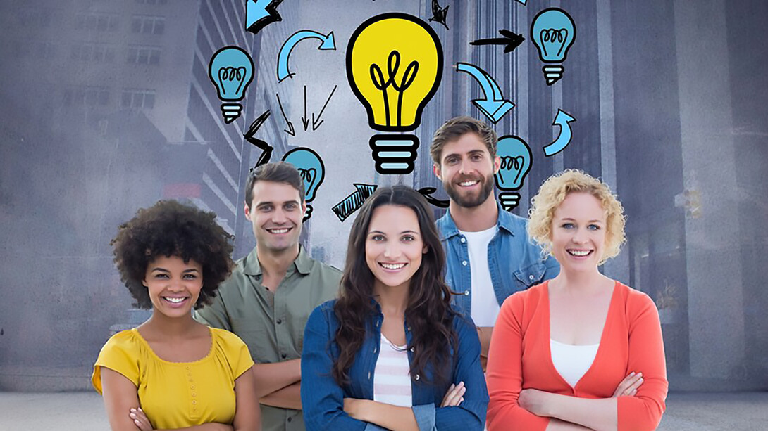 In the imagery, visualize creative business people surrounded by drawn light bulbs, embodying the entrepreneurial spark and collaborative teamwork essential in the startup journey while fostering the creative impulse