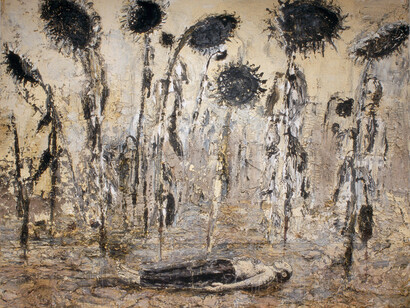 Anselm Kiefer, The Orders of the Night (Die Orden der Nacht), 1996. Emulsion, acrylic and shellac on canvas, 356 x 463 cm, Seattle Art Museum. Gift of Mr. and Mrs. Richard C. Hedreen. Photo © Seattle Art Museum / © Anselm Kiefer
