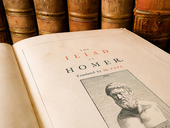 The Iliad by Homer in a library