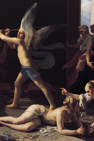 Guido Cagnacci, "The Repentant Magdalene", ca.  1660 – 63. Oil on canvas, 90 ¼ x 10 ¾ in. (229.2 x 266.1 cm). Norton Simon Museum, Pasadena 