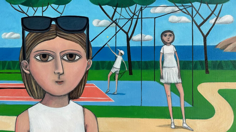 Giacomo Piussi, Tennis court by the sea, 2025. Courtesy of the Robin Rice Gallery