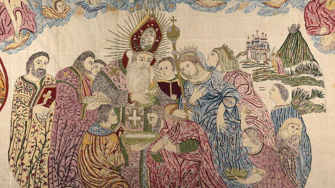 Kalfayan Collection, Holy Altar curtain (detail), printed cotton,19thc, Photographer Thanos Kartsoglou
