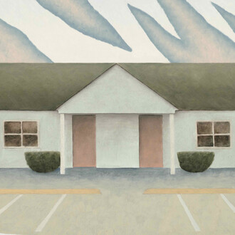 Kevin MacDonald, Motel and clouds (detail), 1986, repainted 2000. Courtesy of Hemphill