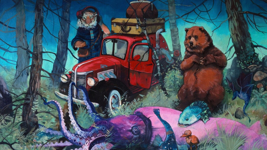 Deniz Defne Acerol,  Kalamar Salatası , 2019, tuval üzeri akrilik, 40x60cm