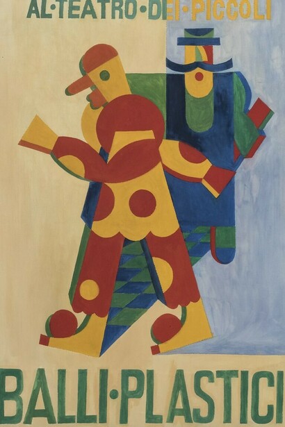 Fortunato Depero, Al teatro dei piccoli/Balli plastici, 1918, Tempera su tela, 99.5 x 73.5 cm, Collezione privata - courtesy Futur-ism
Roma, Italia © Fortunato Depero, by SIAE 2019
