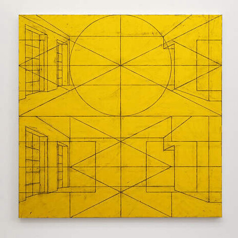 Matt Mullican, 'Untitled (Subjective and Sign Interior),' 2014. Acrylic gouache and oil stick rubbing on canvas, 78 3/4 x 78 3/4 in. (200 x 200 cm). Courtesy the artist and Peter Freeman, Inc. New York / Paris