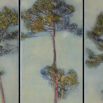 Une belle traversée (triptych), mixed media on canvas, 59" x 39¼" (150 x 100 cm)