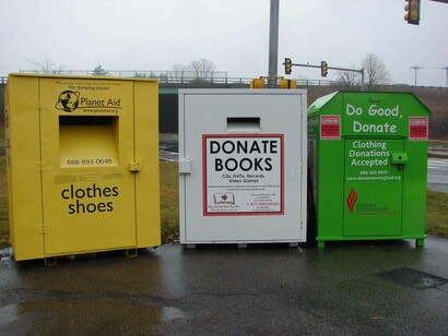 Boxes to donate books and clothes