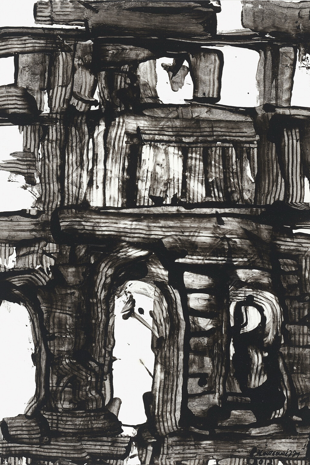 Elli Koutsoukelli, Untitled, 2014, Indian ink & mixed media on paper, 33 x 24 cm