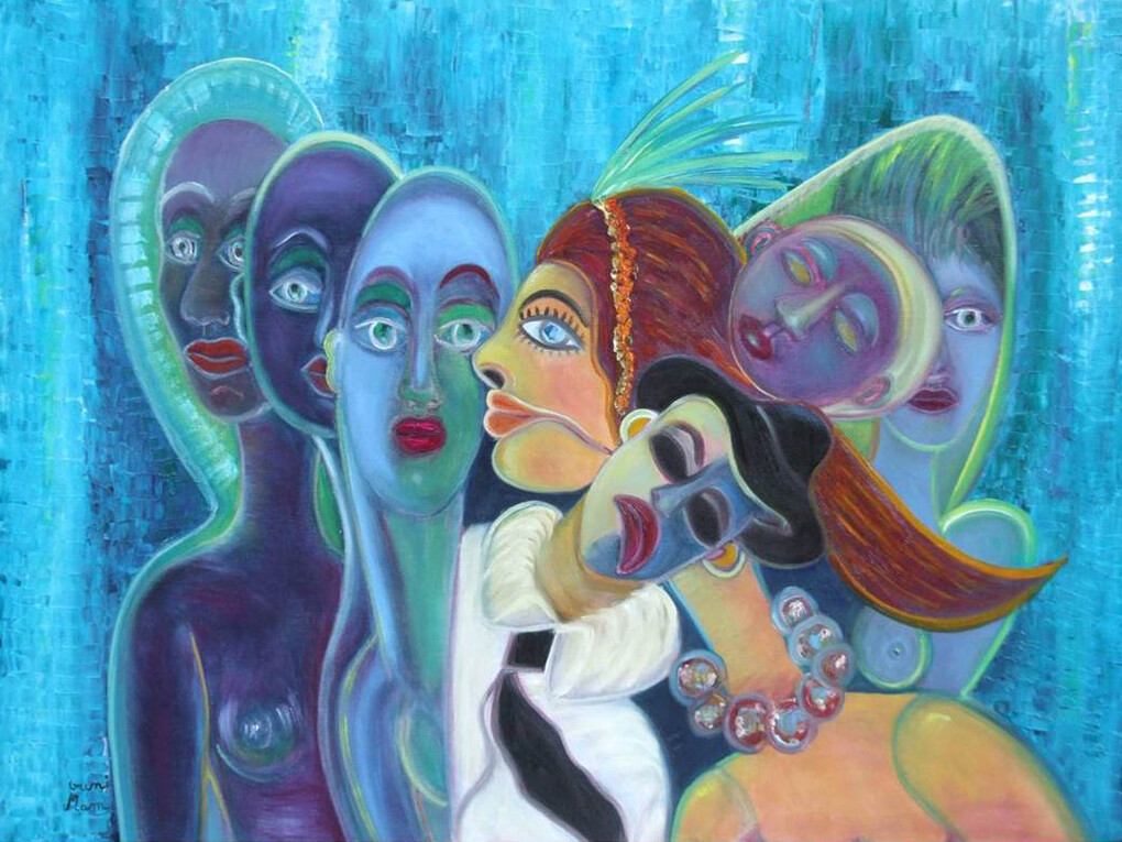 Ouni Mam, Différents, Oil on Canvas, 23.5" x 32"