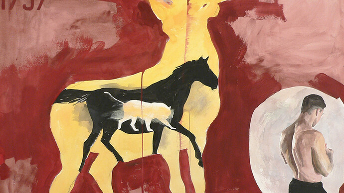 Man in Moon, Moon in Man (Vault) (#1737), 2019, Watercolor and ink on paper, 22 x 30 inches; Courtesy of ClampArt, New York City © Jack Balas