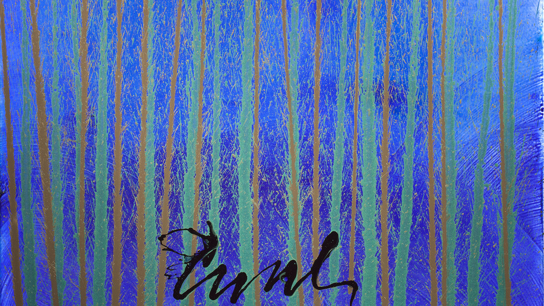 Dale Chihuly, Reed Drawing on Acrylic, 2014, 72 x 53” (detail)