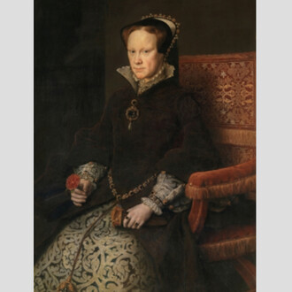 María Tudor, reina de Inglaterra, segunda mujer de Felipe II, 1554. Óleo sobre tabla, 109 x 84 cm. Courtesy of Museo del Prado
