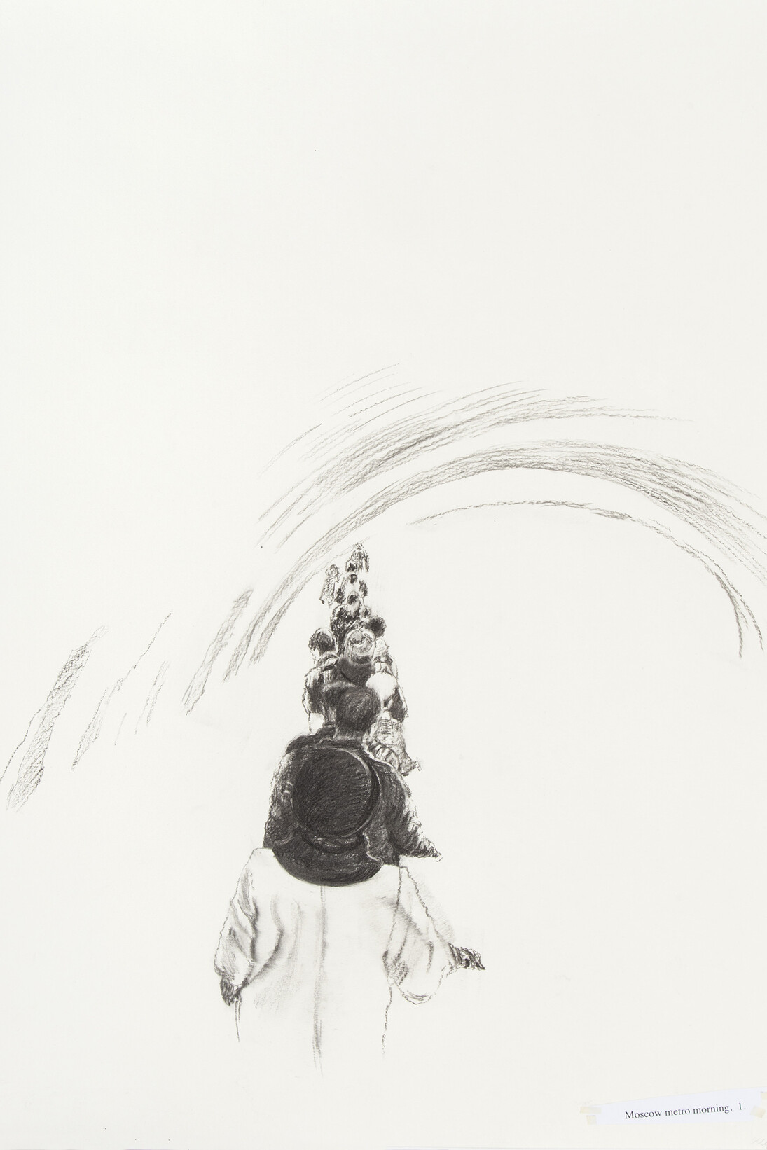 Olga Chernysheva, Untitled, Moscow Metro Morning 1, Charcoal drawing on paper, 2015, Courtesy the artist and GRAD