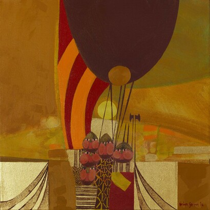 Brian Ferran, Long Ship, acrylic on canvas, 40 x 40 cm