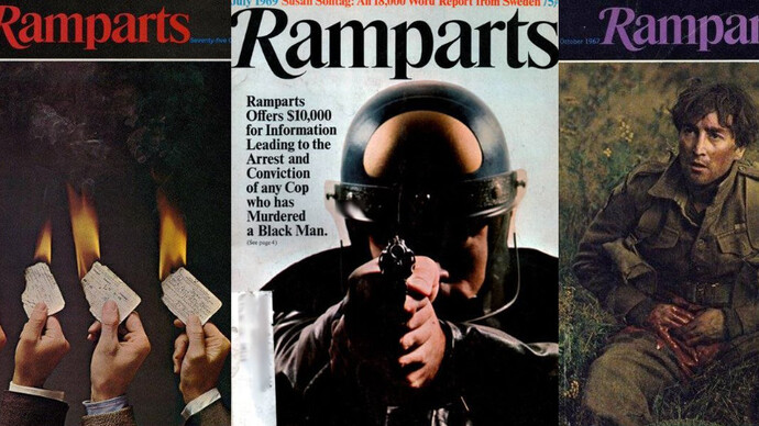 Bold, confrontational, and visually arresting: Ramparts covers from the 1960s and ’70s captured the urgency of the New Left, taking aim at war, racism, and state power