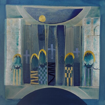 Brian Ferran, Colmcille, acrylic and silver leaf on canvas, 61 x 61 cm