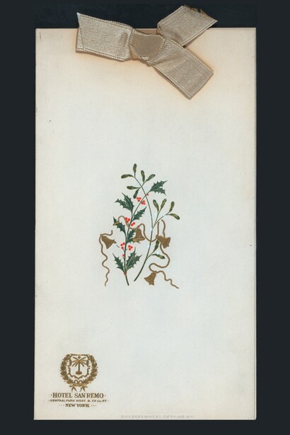 Cena di Natale organizzata dal San Remo Hotel presso Cpw & 75th St.Ny, 1894