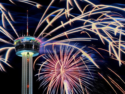 Fireworks closed to the Tower of the Americas in San Antonio