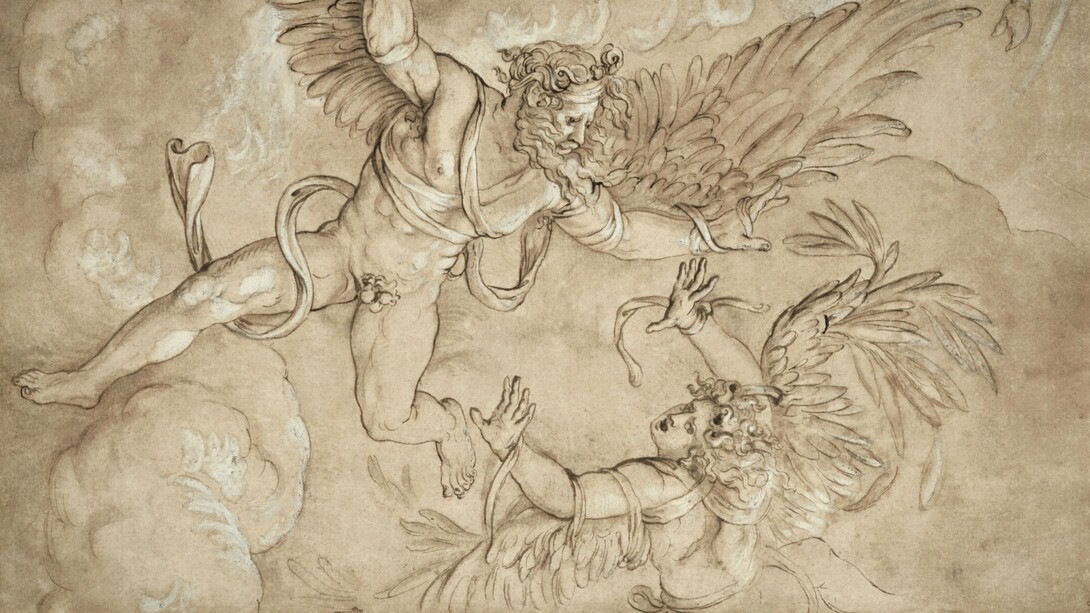 A depiction of Icarus plunging from the heavens, symbolizing the consequences of unchecked ambition and the dangers of technological progress without adequate restraint. Copy after Giulio Romano, The Fall of Icarus (16th century). Photo via The Cleveland Museum of Art/Unsplash