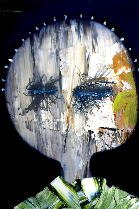 Gaspare Manos, Masque 6, 55 x 46 cm, oil paint, pure pigments on canvas, 2012-14