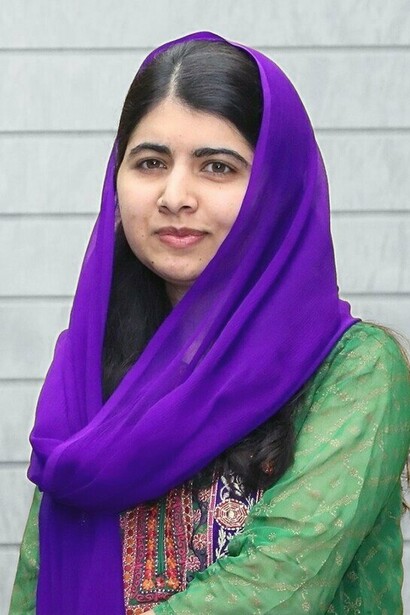 Malala Yousafzai. Sopravvissuta a un attentato talebano, è diventata simbolo mondiale della lotta per il diritto all'istruzione femminile e la più giovane vincitrice del Premio Nobel per la Pace nel 2019