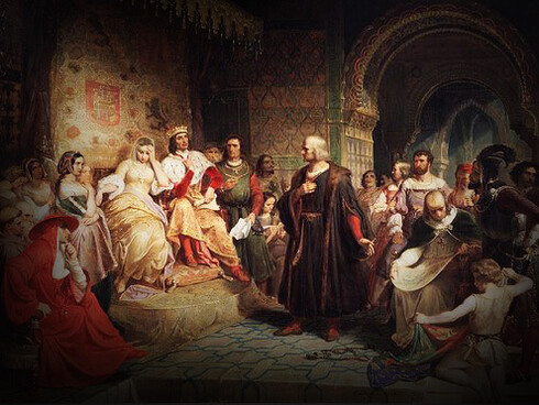 Colón ante la Reina, 1843, por Emanuel Leutze en el Museo de Brooklyn, Nueva York, Estados Unidos