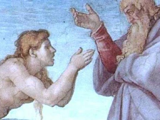 Detalle de «La creación de Eva», frescos de la Capilla Sixtina, Miguel Ángel