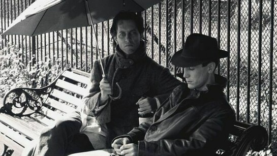 Paul McGann and Richard E. Grant wait for the sun to go in, Regent's Park, 1986, © Murray Close