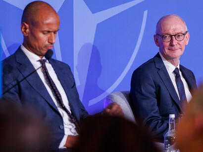Pat McFadden and Jean-Charles Ellermann-Kingombe at NATO Cyber Defence Conference, in 2024
