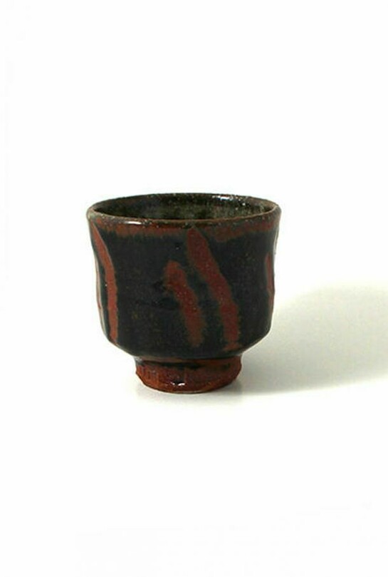 Jim Malone, Yunomi, tenmoku glaze with finger wipe design