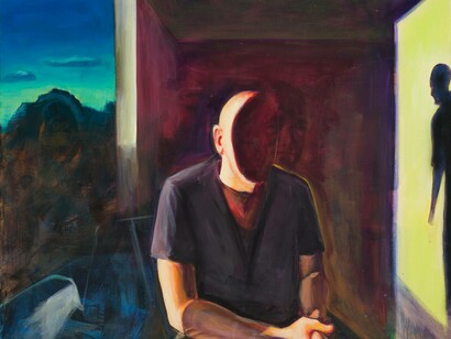 Jaan Toomik, Moonman (2022), acrilico su tela, 150 x 120 cm