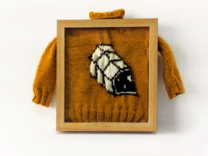 Allegra Pacheco, Micro Jumper, Hand knit jumper framed on oak frame