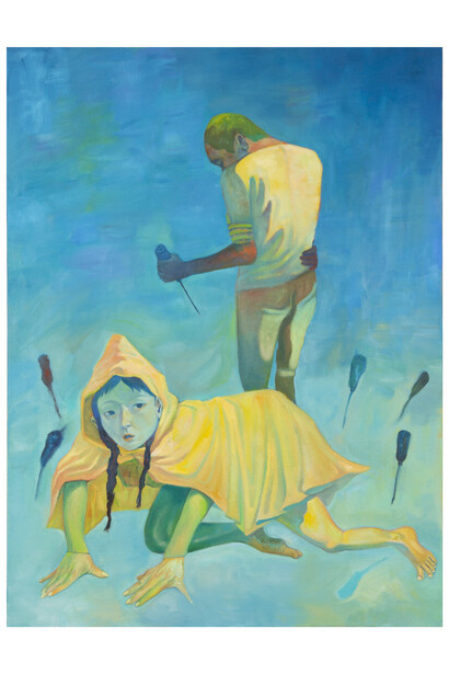 Xiangni Song, Yellow Raincoat, oil on canvas, 40x30 inches. Courtesy the artist and VillageOneArt, NYC


