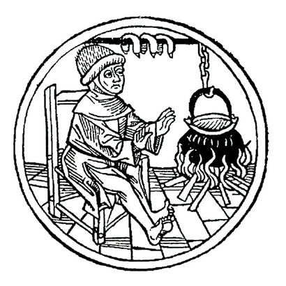 Anonimo tedesco, Febbraio, da “Kalendar Deutsch”, 1494, xilografia dal tratto di contorno nero