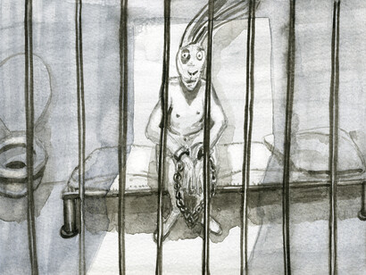 Vic seduto in carcere