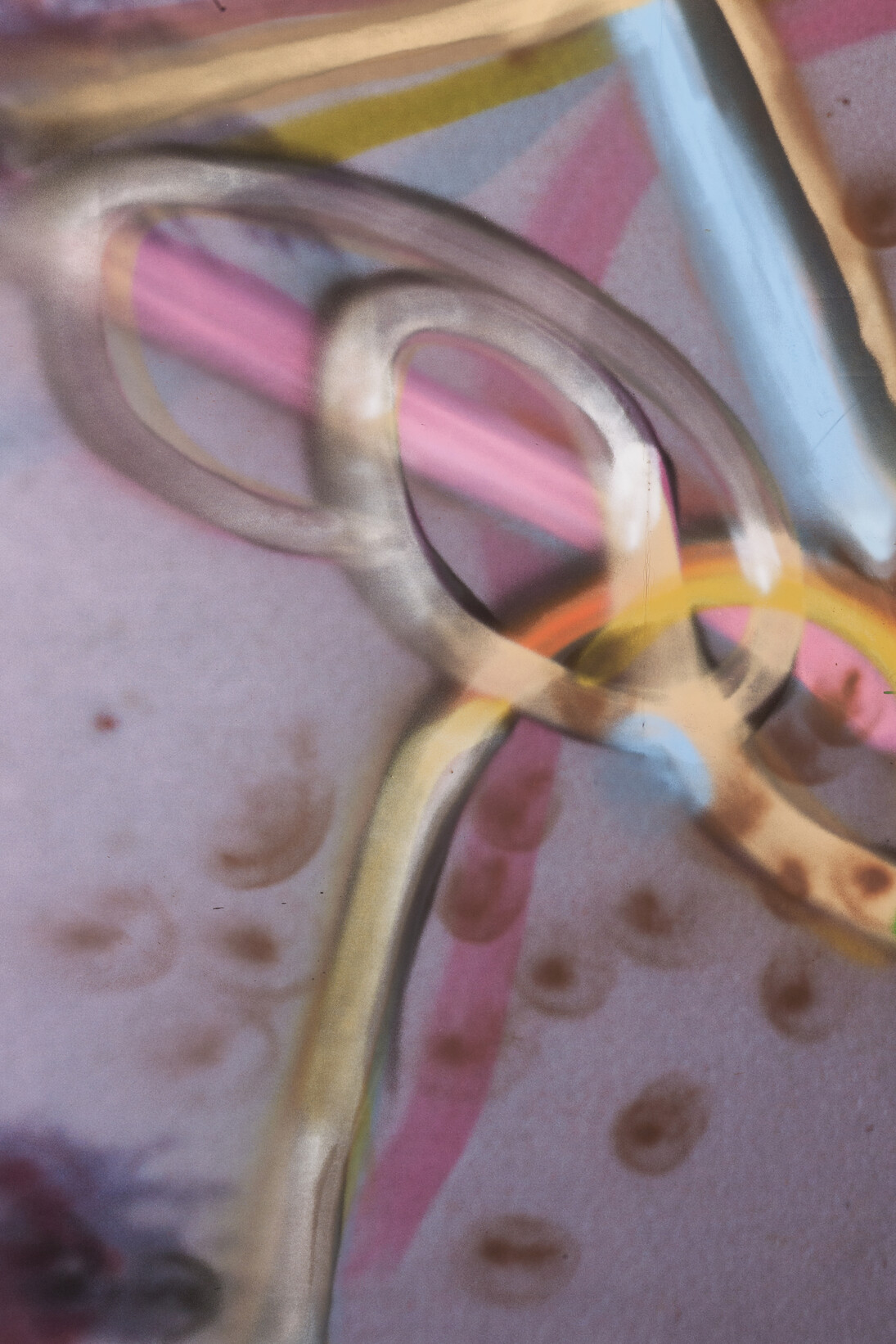 Julian Schnabel, Untitled (detail), 2015, Inkjet print, spray paint on polyester, 111 x 102 inches (281.9 x 259.1 cm)