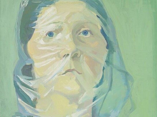 Maria Lassnig. Selbstporträt unter Plastik. 1972. Oil on canvas. Collection de Bruin Heijn. Photo copyright Peter Cox.