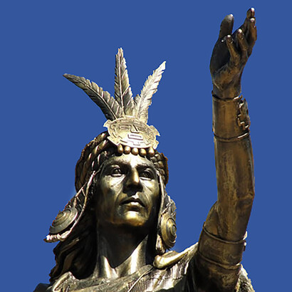 Particolare della statua di Pachacutéc a Cusco