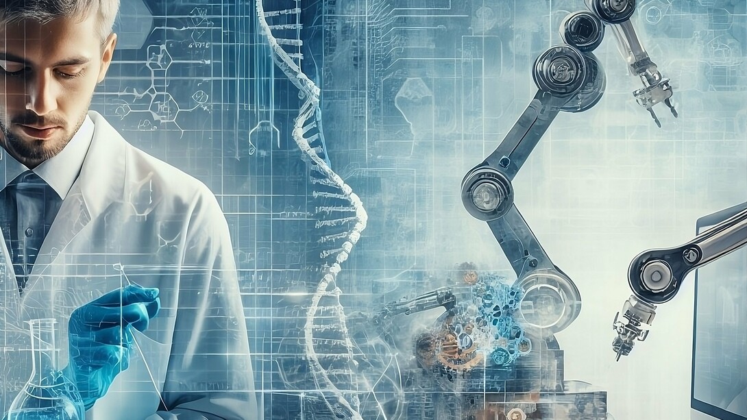 A scientist in a laboratory using robotics