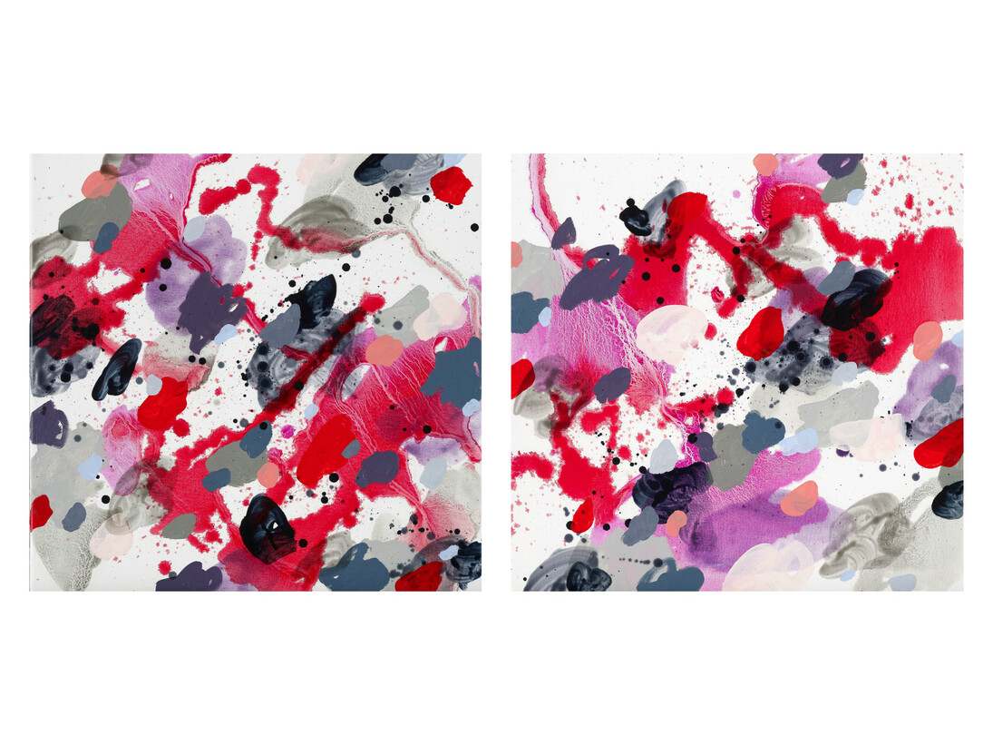 Jennifer Morrison, Skirr I & Skirr II, 2015, Oil on canvas, 56 x 56 cm each
