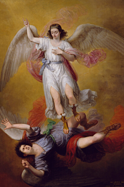 The Fall of Lucifer, Esquivel y Suárez de Urbina, Antonio María, Oil on canvas, 1840. Madrid, Museo Nacional del Prado